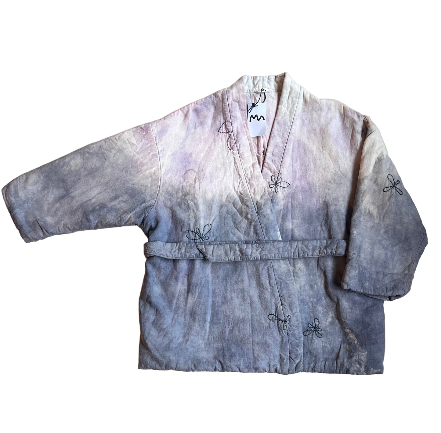 Linen Bubble Coat Flowers