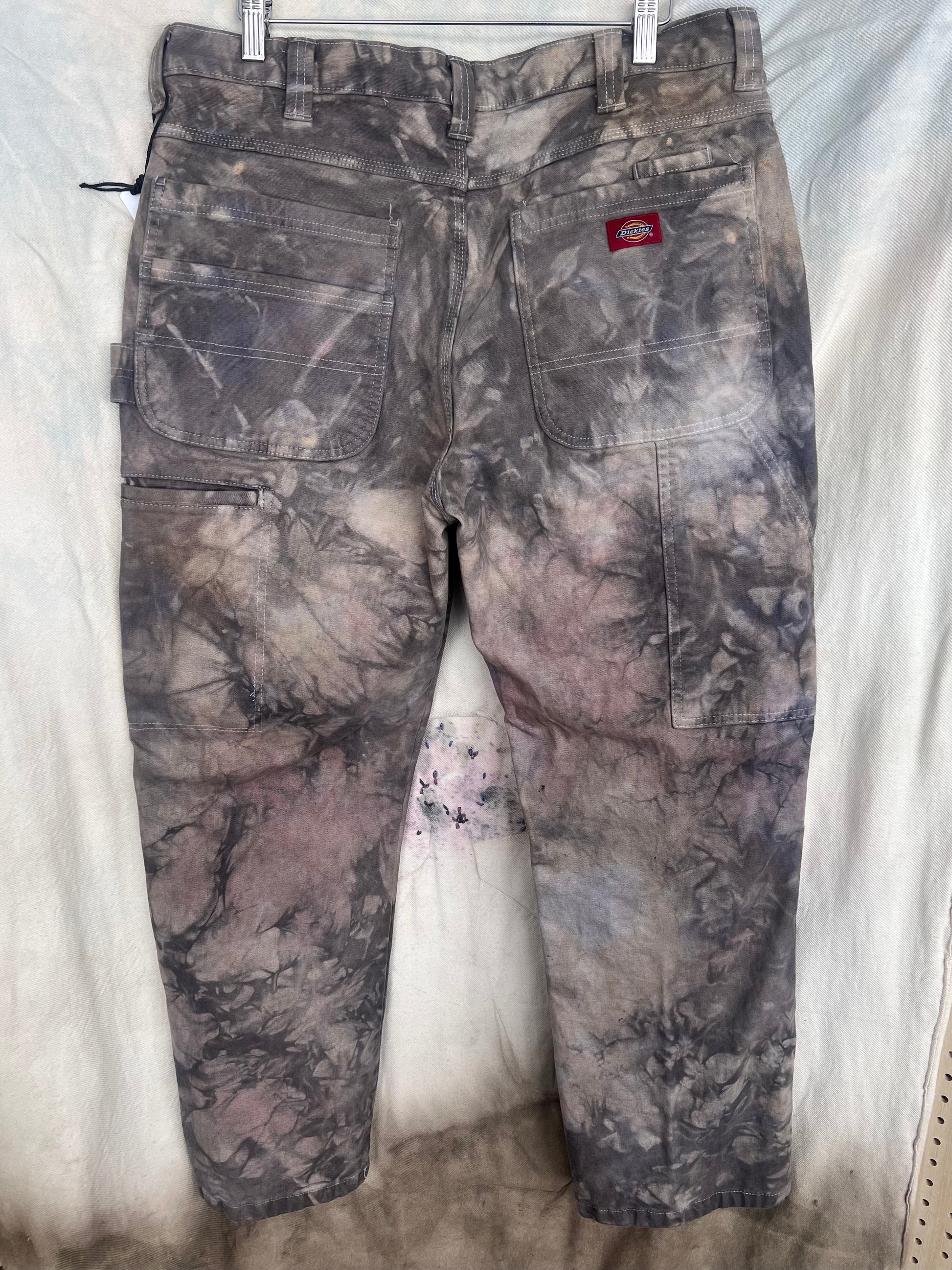 back view of naturally dyed painters pants