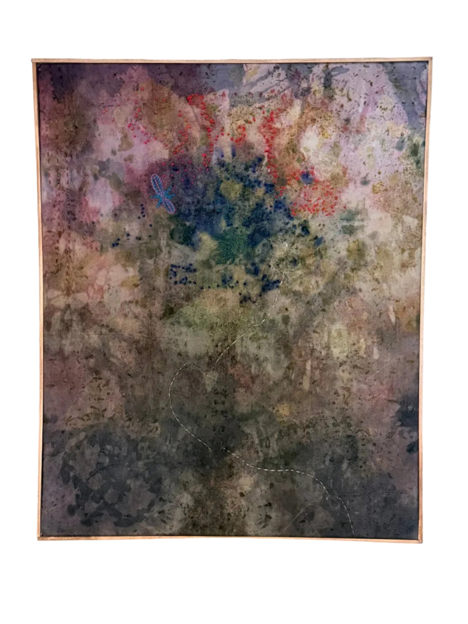 Abstract painting with multicolors on a white wall