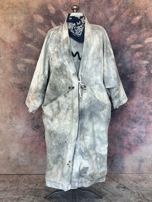 Bubble Plunge coat Grey cloud flower pop