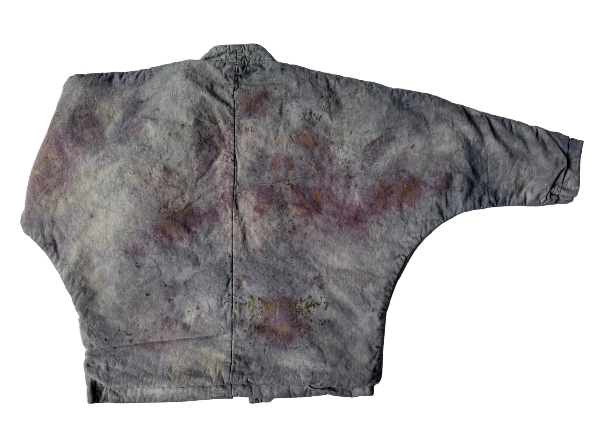 grey blanket coat dyed with flowers