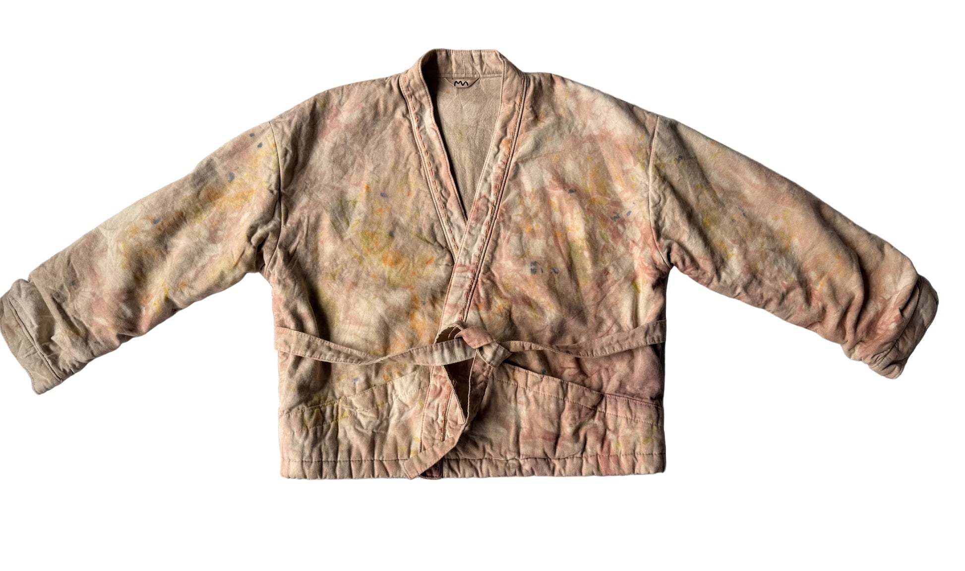 short wrap coat dyed with flowers