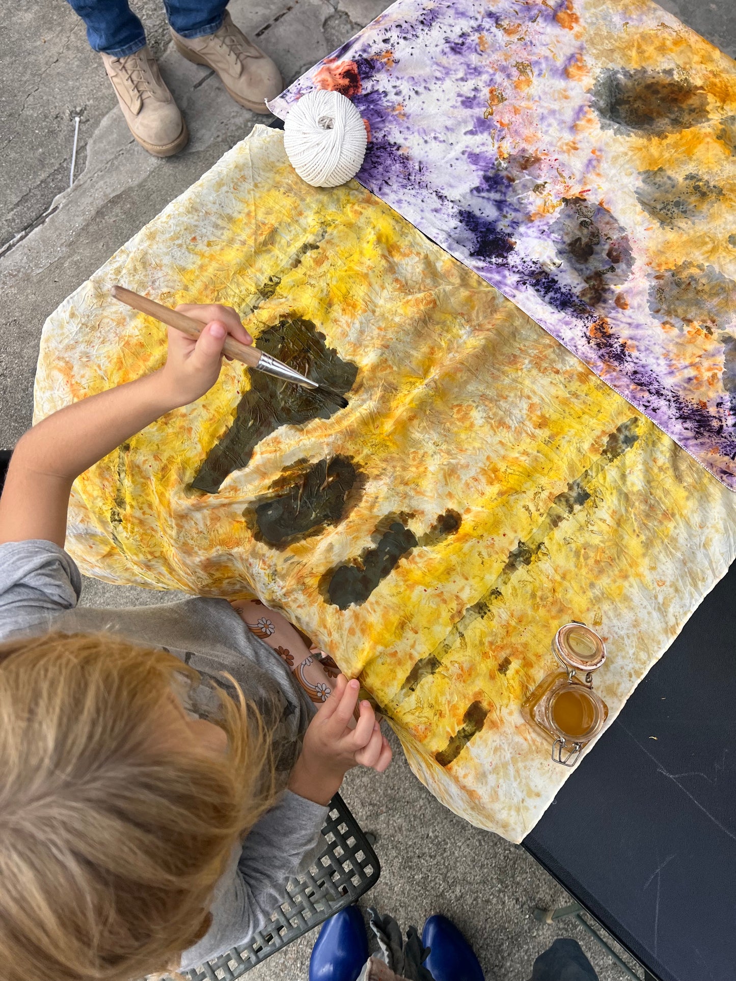 Painting with iron on yellow turns to green