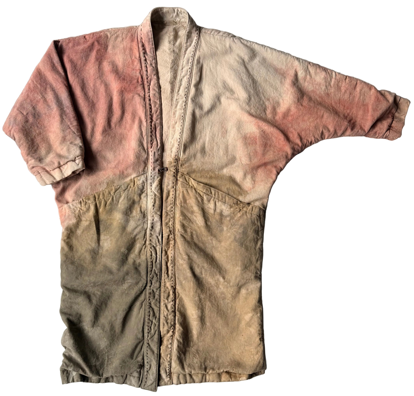 Long blanket coat naturally dyed with flowers