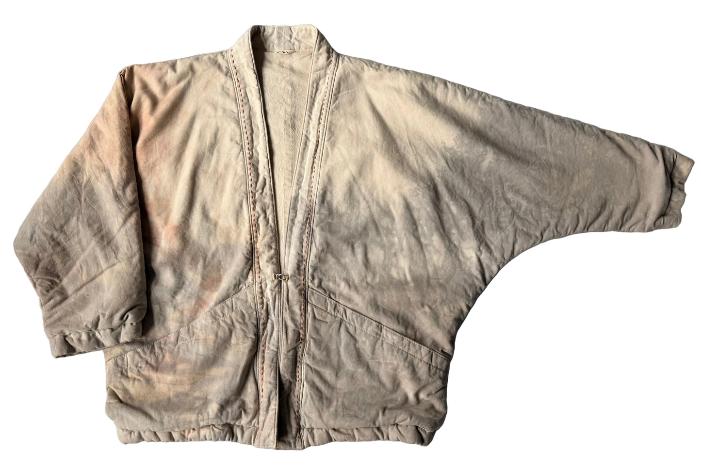 cloud pattern blanket coat dyed with flowers